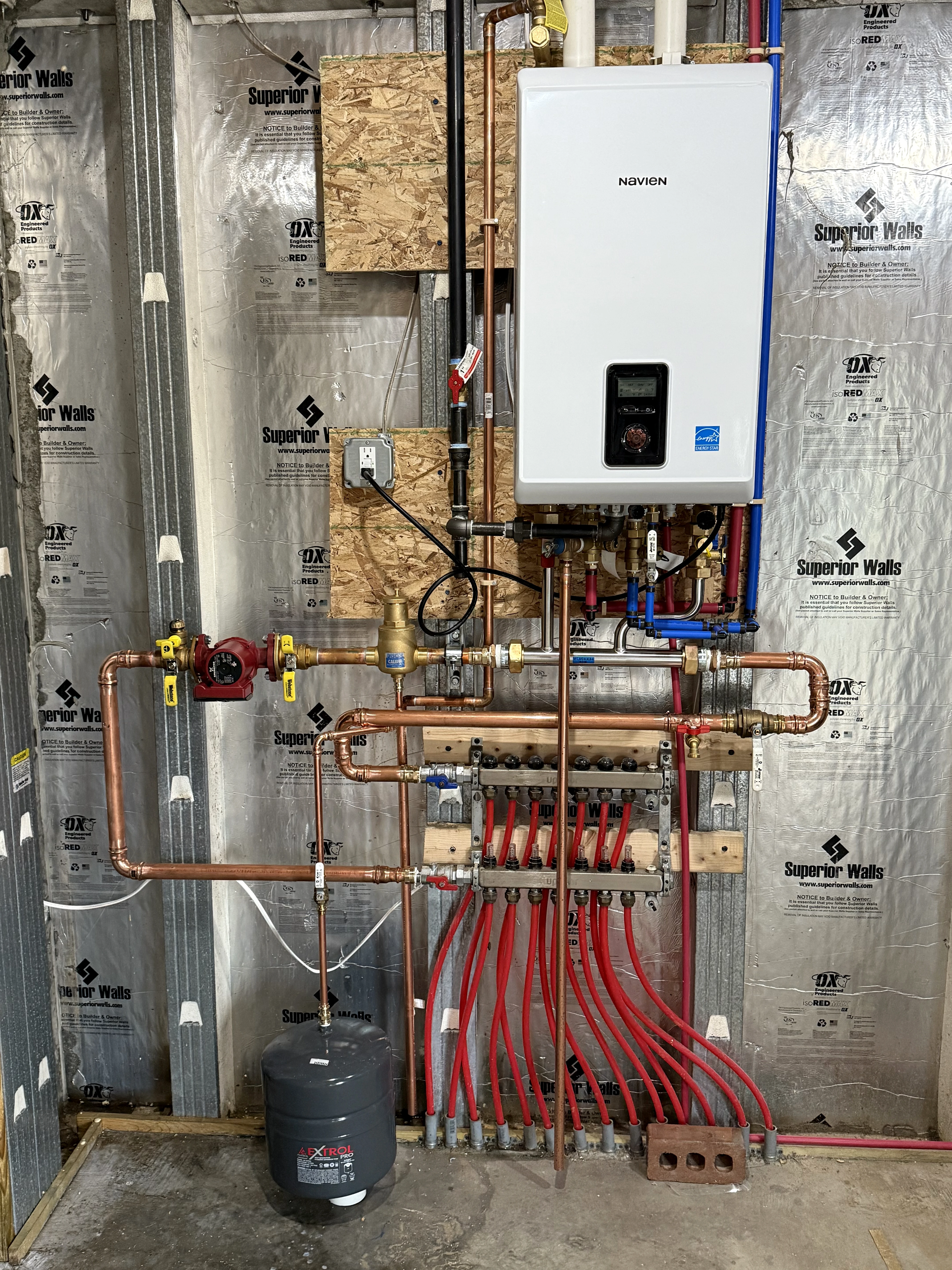 Hydronic Radiant In-Floor Heating Manifold with Navien Boiler